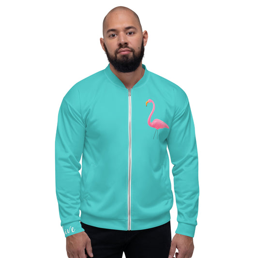 Unisex all-over flamingo bomber jacket